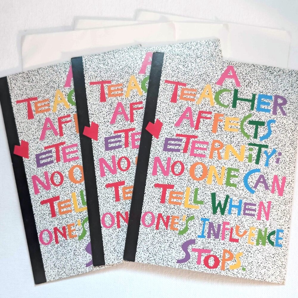 Set of 3 1990's Vintage Teacher Valentine Cards Henry Brooks Adams Quote
